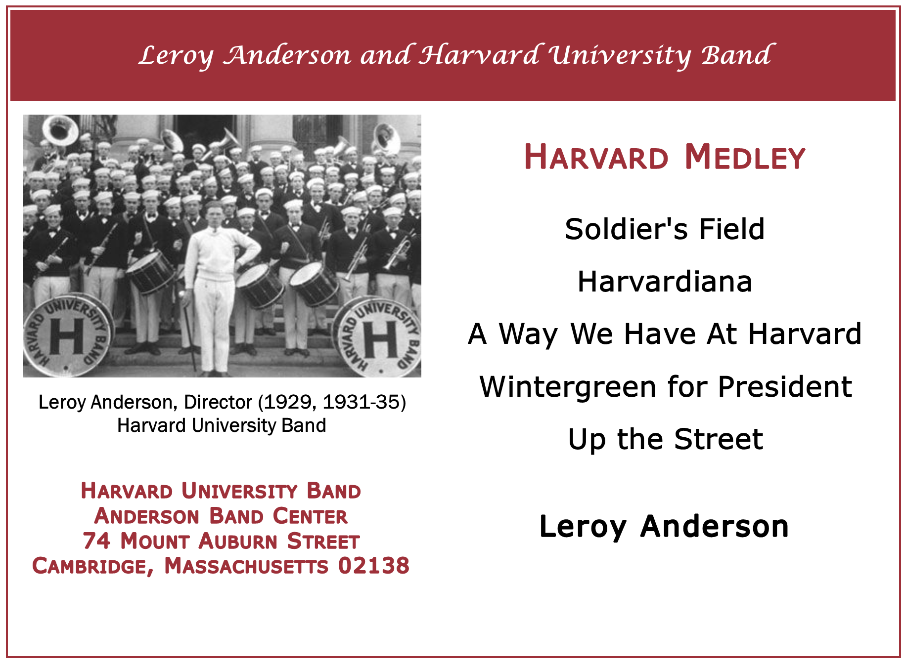 Harvard Medley - Leroy Anderson